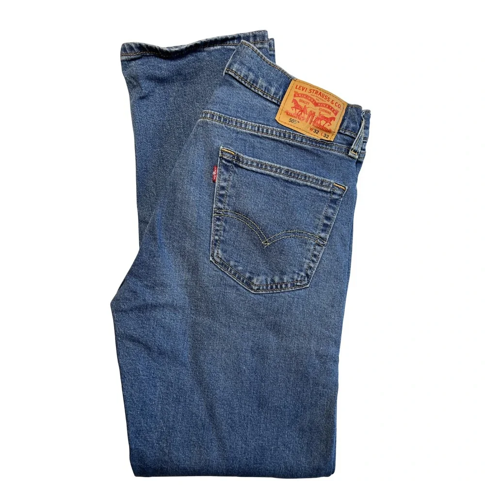 Levi's Men's 505 Straight Leg Jeans W32 L32 Medium Wash Western Utility Midrise